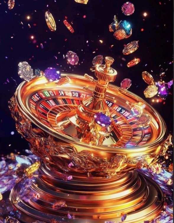 Casino-style game interface with vibrant visuals